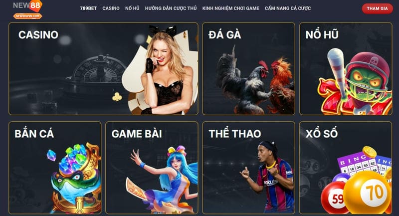 Các hạng mục trò chơi đặc sắc tại Website New88