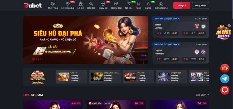 DABET là nhà cái cá cược nổi bật với thể thao và trò chơi casino