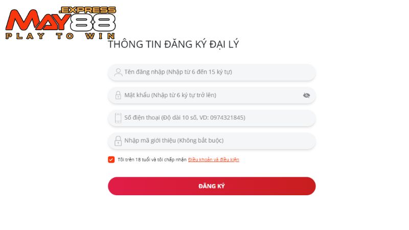 Hướng dẫn cách đăng ký làm đại lý May88